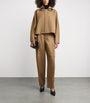 Victoria Beckham Brown Virgin Wool Sculptural Leg Trousers