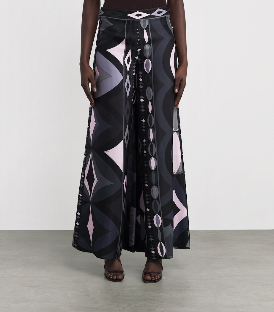 Pucci Black Silk Wide-Leg Trousers