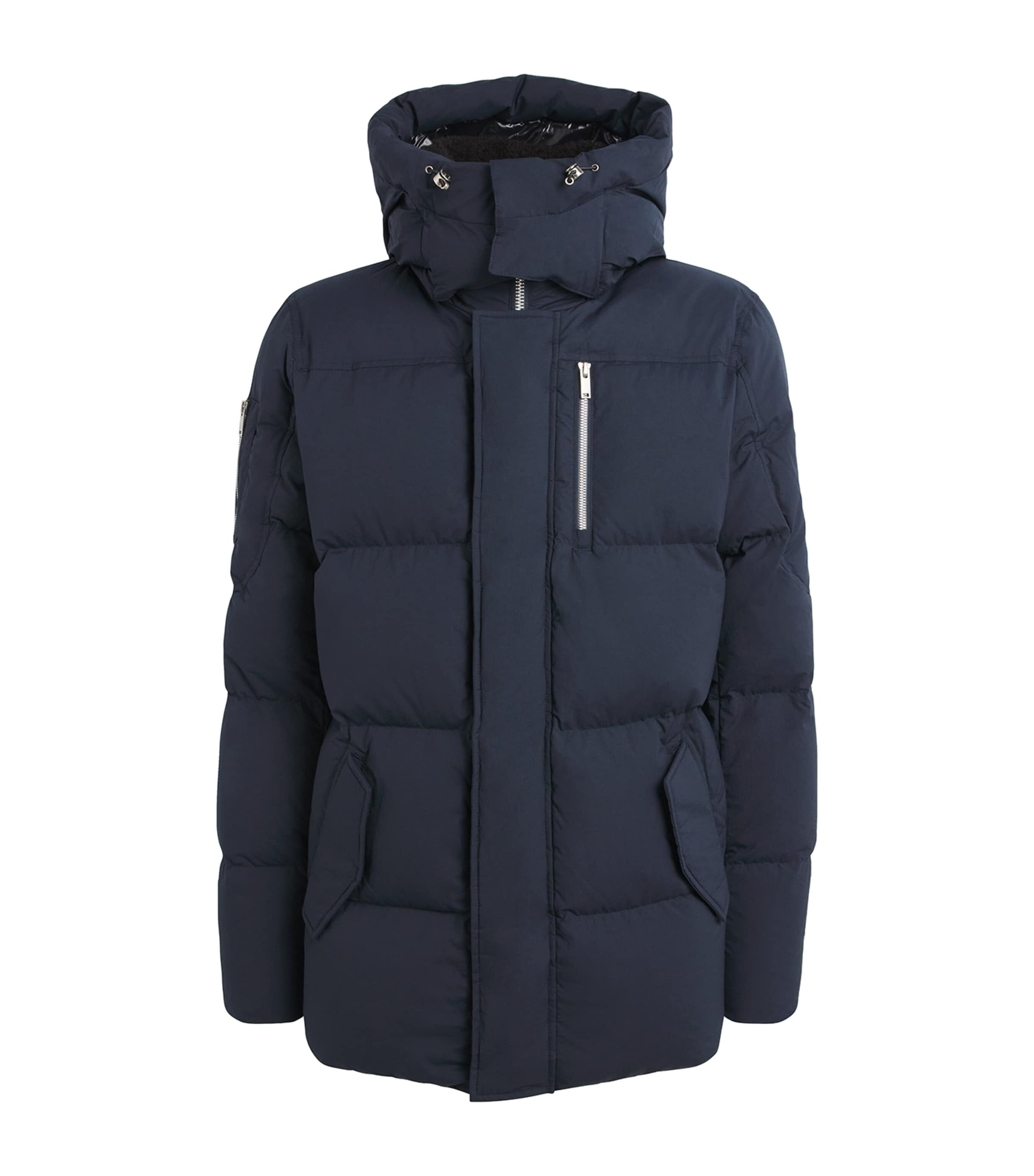 Moose Knuckles Navy Down Shearling-Trim 3Q Jacket