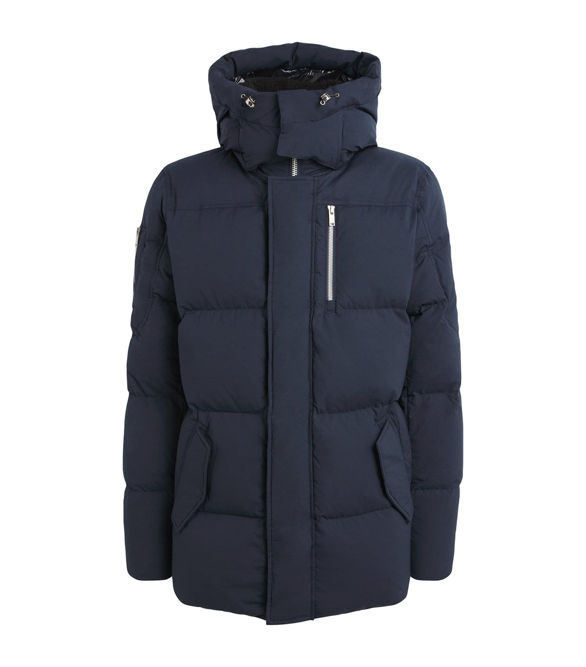 Moose Knuckles Navy Down Shearling-Trim 3Q Jacket