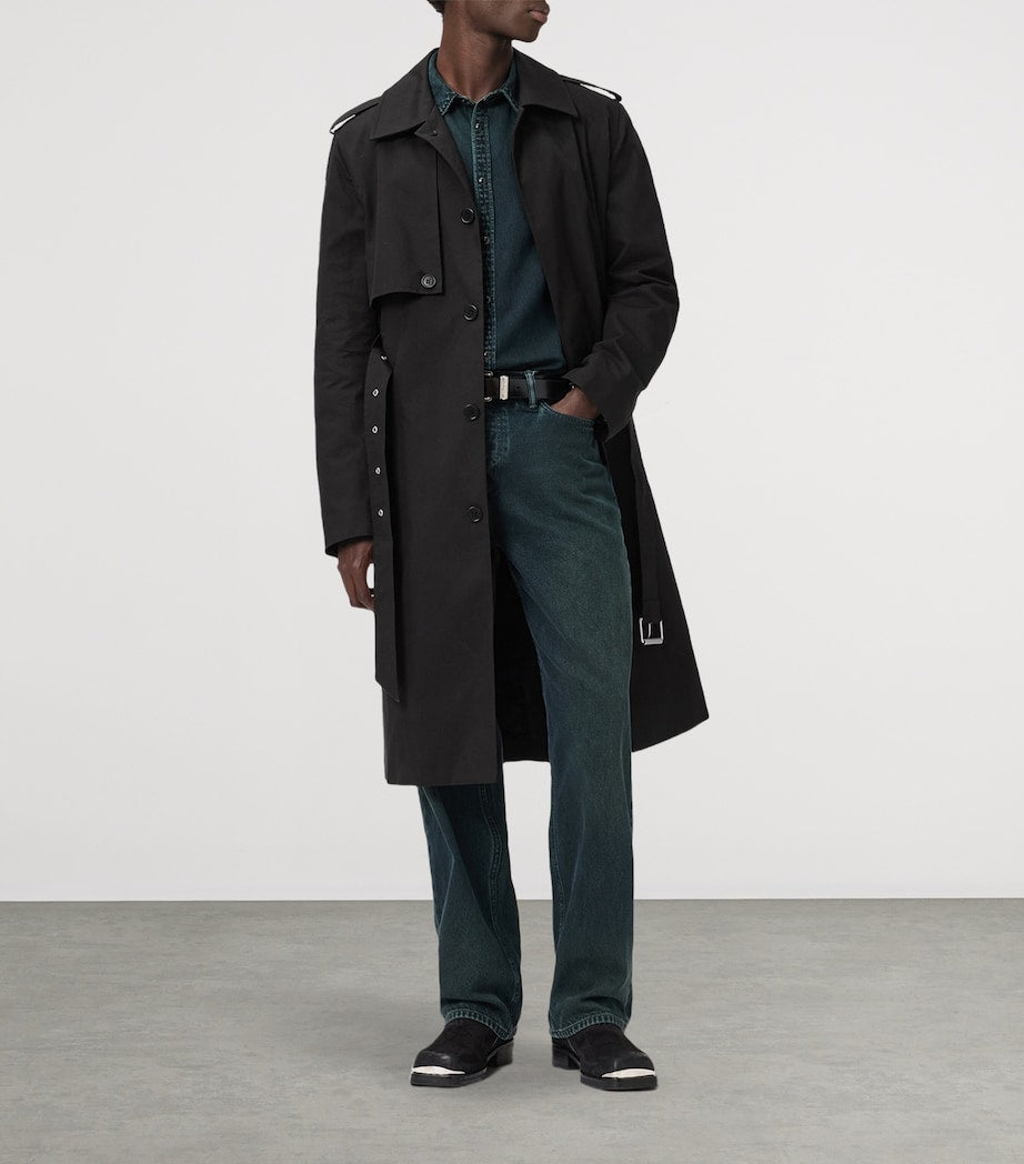 AllSaints Black Cotton-Blend Bastille Trench Coat