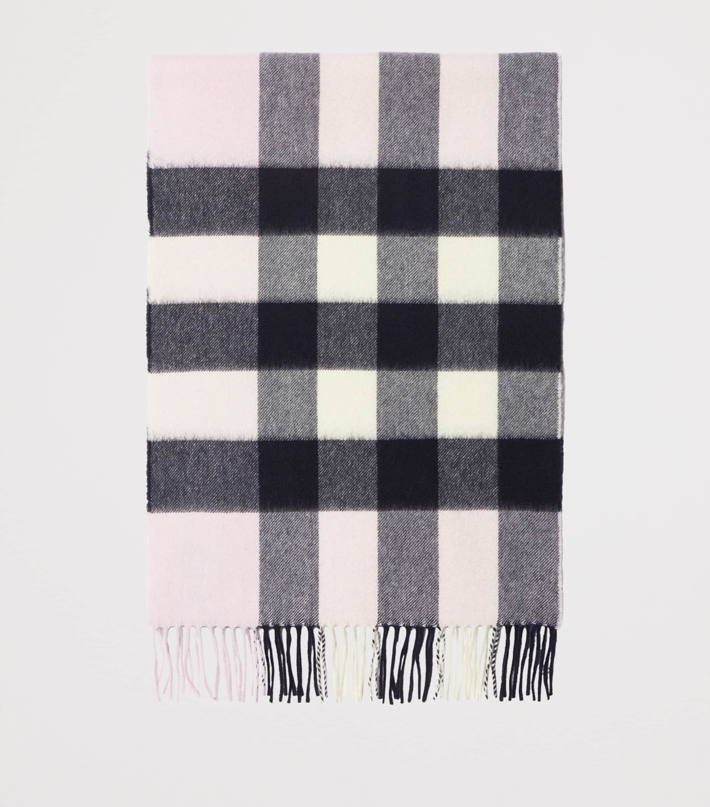 Pink Cashmere Check Scarf