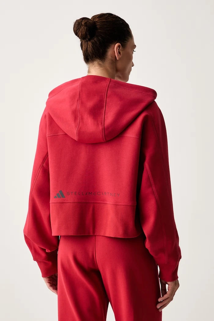 adidas by Stella McCartney fermuarlı kapüşonlu kadın pamuklu sweatshirt