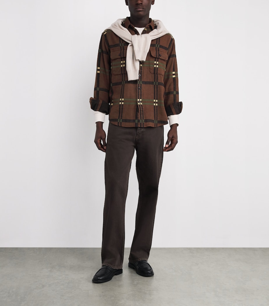 Green Cotton Flannel Utility Shirt