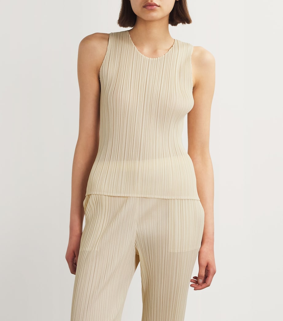 Pleats Please Issey Miyake Beige New Colorful Basics Tank Top