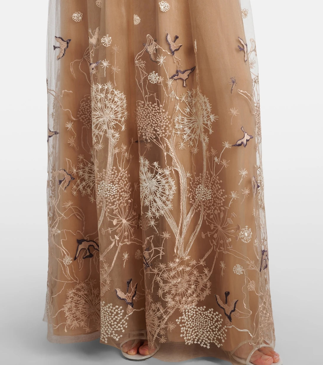 Costarellos - Embroidered tulle gown