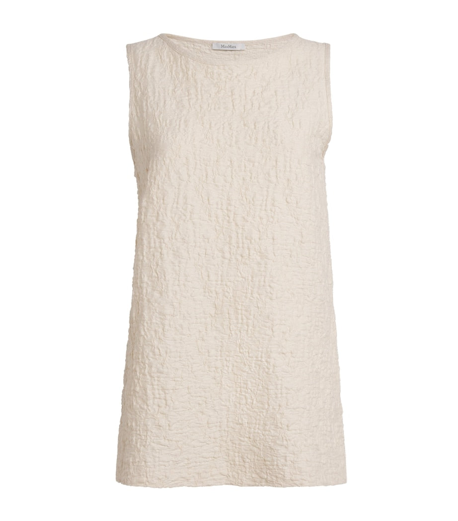 Max Mara White Cotton-Blend Textured Top