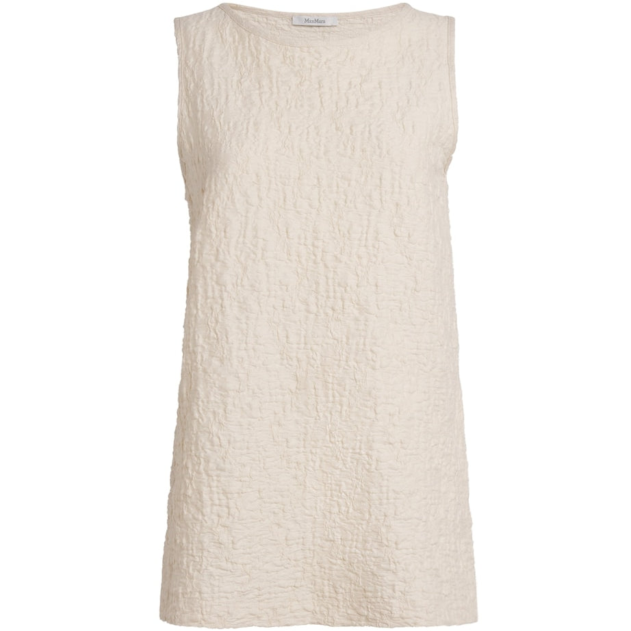 Max Mara White Cotton-Blend Textured Top