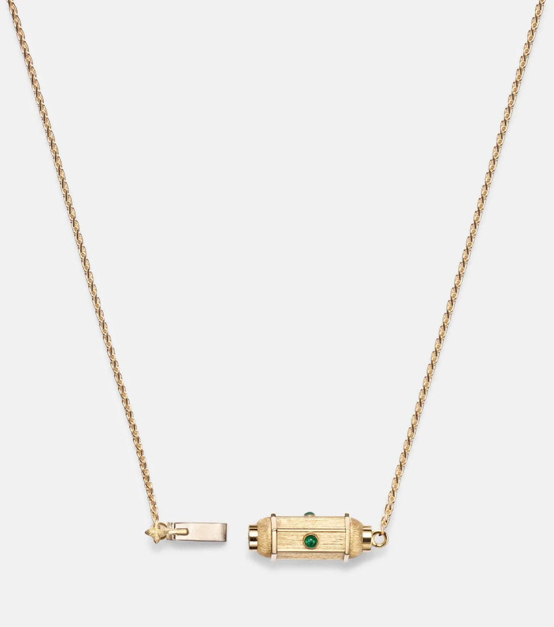 Marie Lichtenberg - Coco Micro 18kt gold locket necklace with emeralds