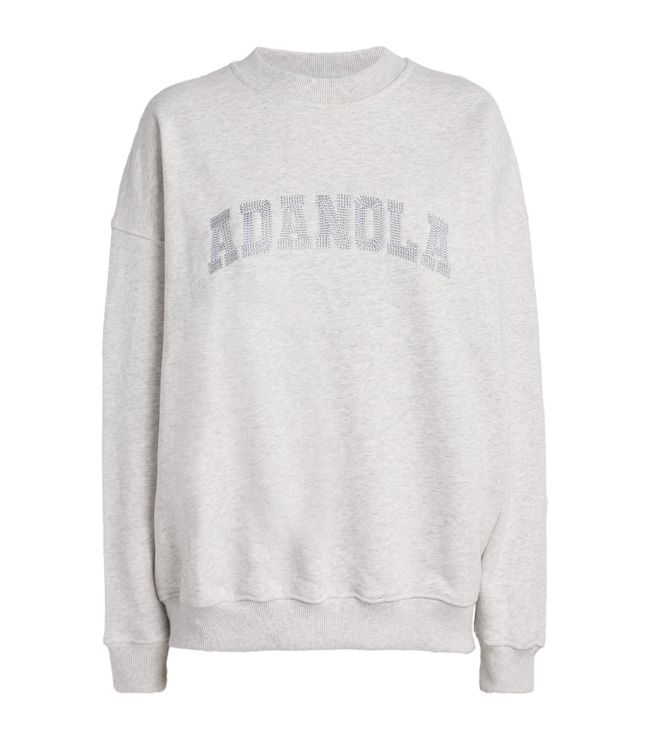 Adanola Grey Organic Cotton Varsity Chainstitch Sweatshirt