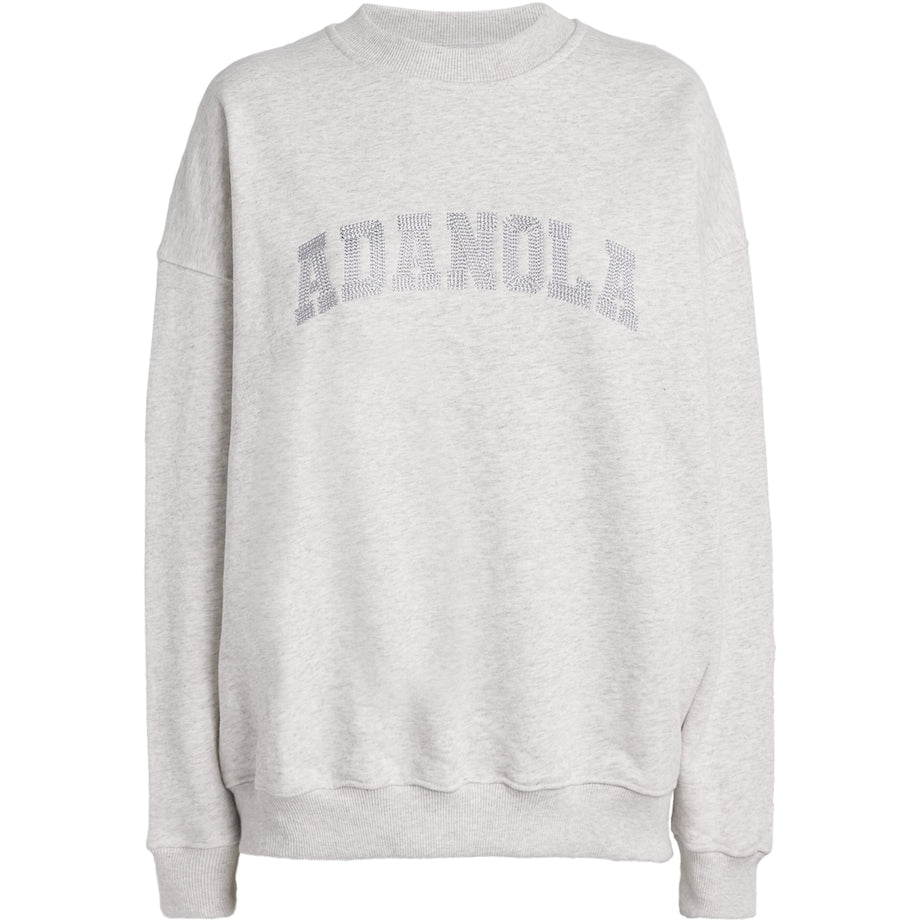 Adanola Grey Organic Cotton Varsity Chainstitch Sweatshirt