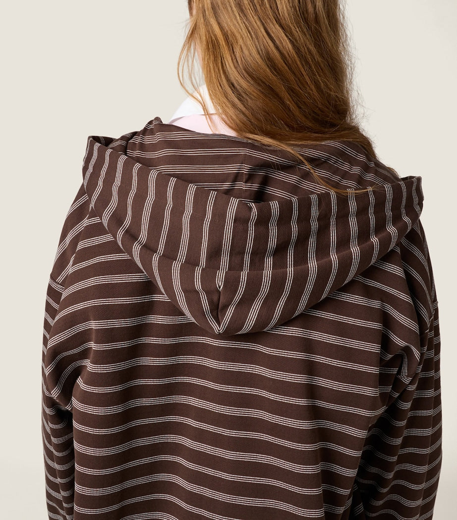 Cotton Stripe Zip-Up Hoodie