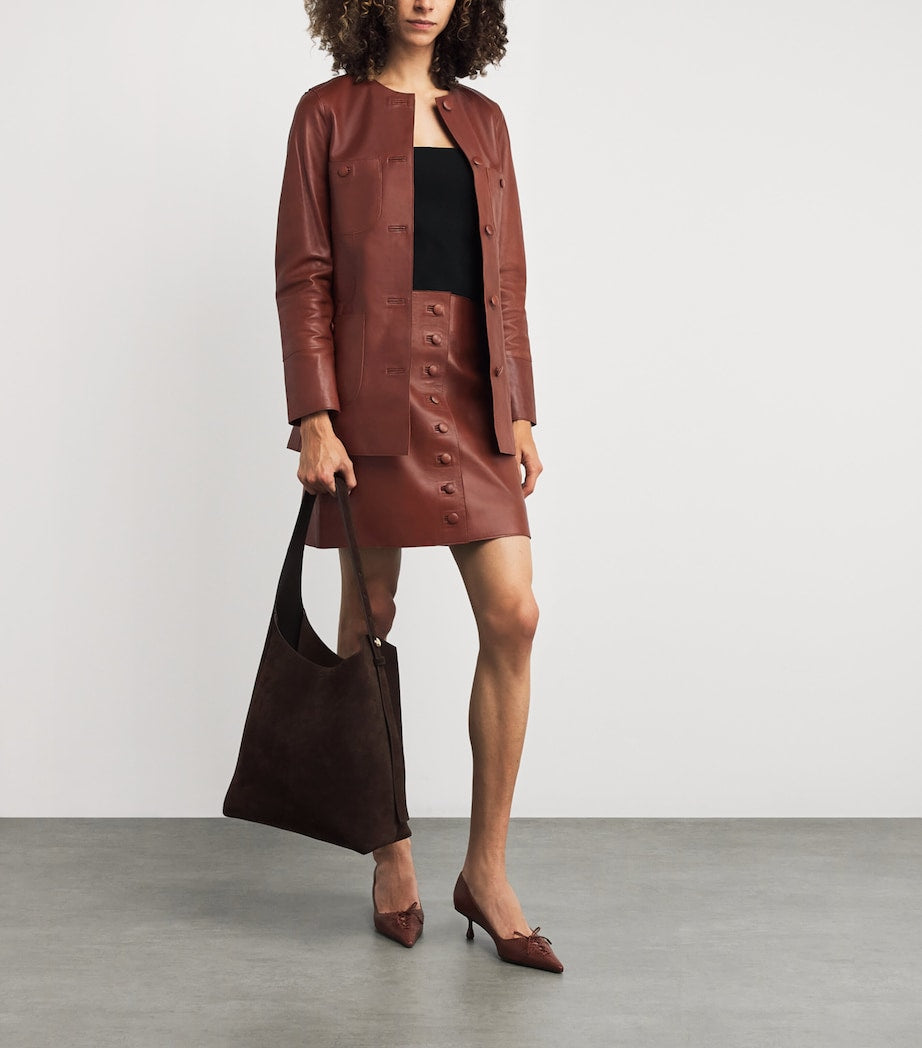 Liberowe Brown Maha Leather Mini Skirt