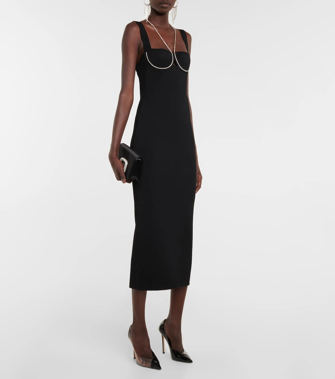 Galvan - Celeste embellished knit midi dress