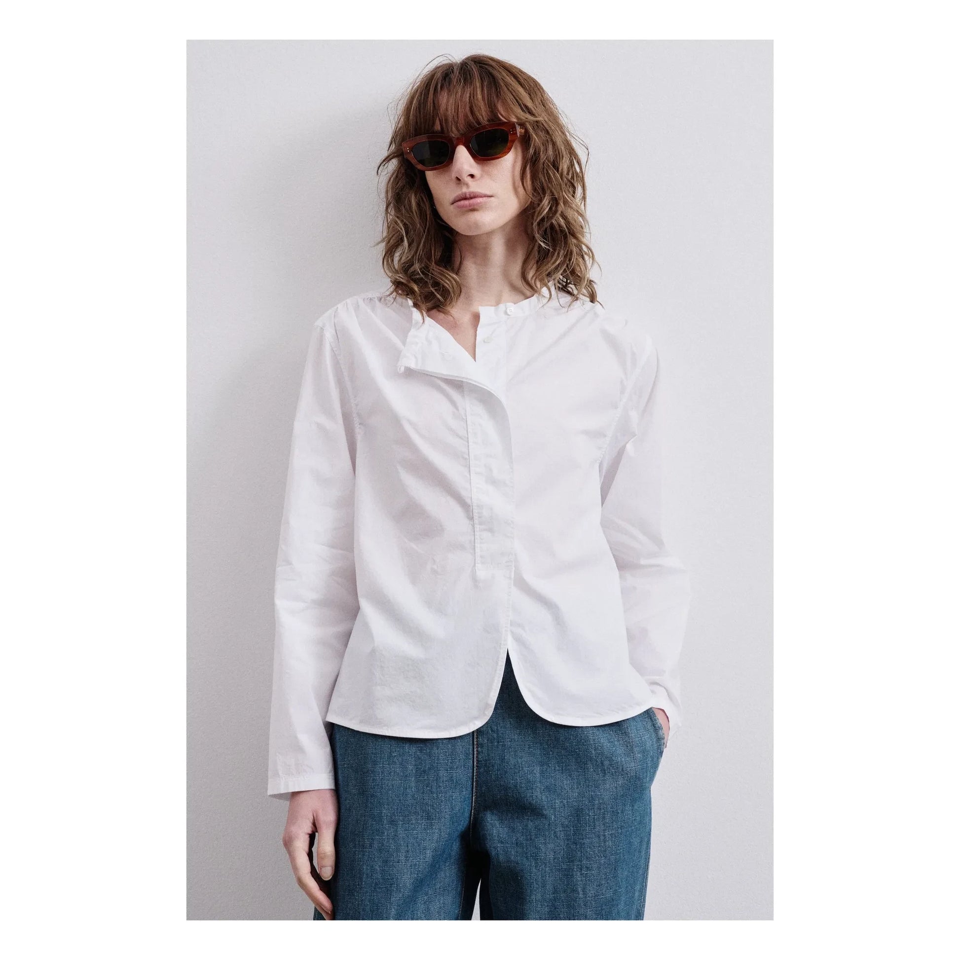 Pomandère - Cotton Poplin Blouse | White