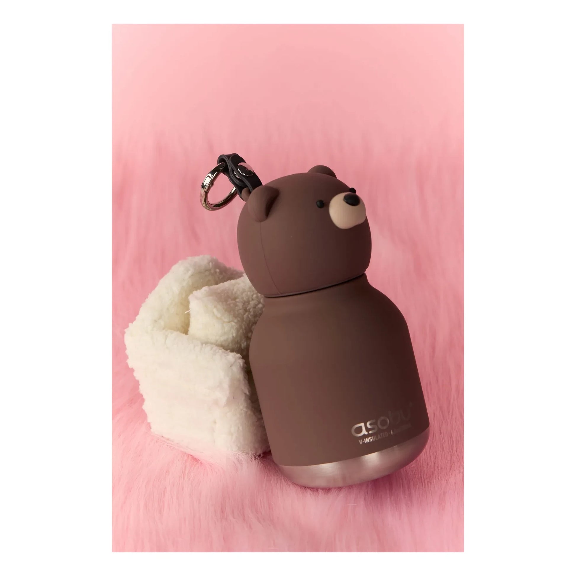 Asobu - Brown Bear stainless steel mini flask | Brown