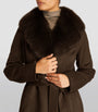 Yves Salomon Orange Wool-Cashmere Fur-Trim Coat