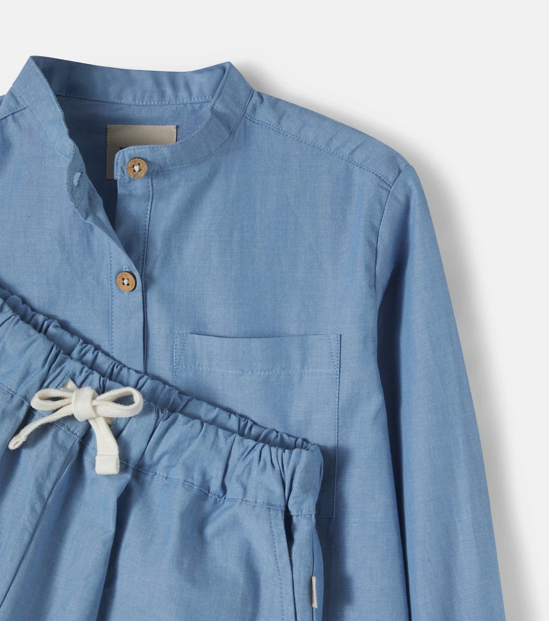 Wheat - Cotton chambray shirt and shorts set