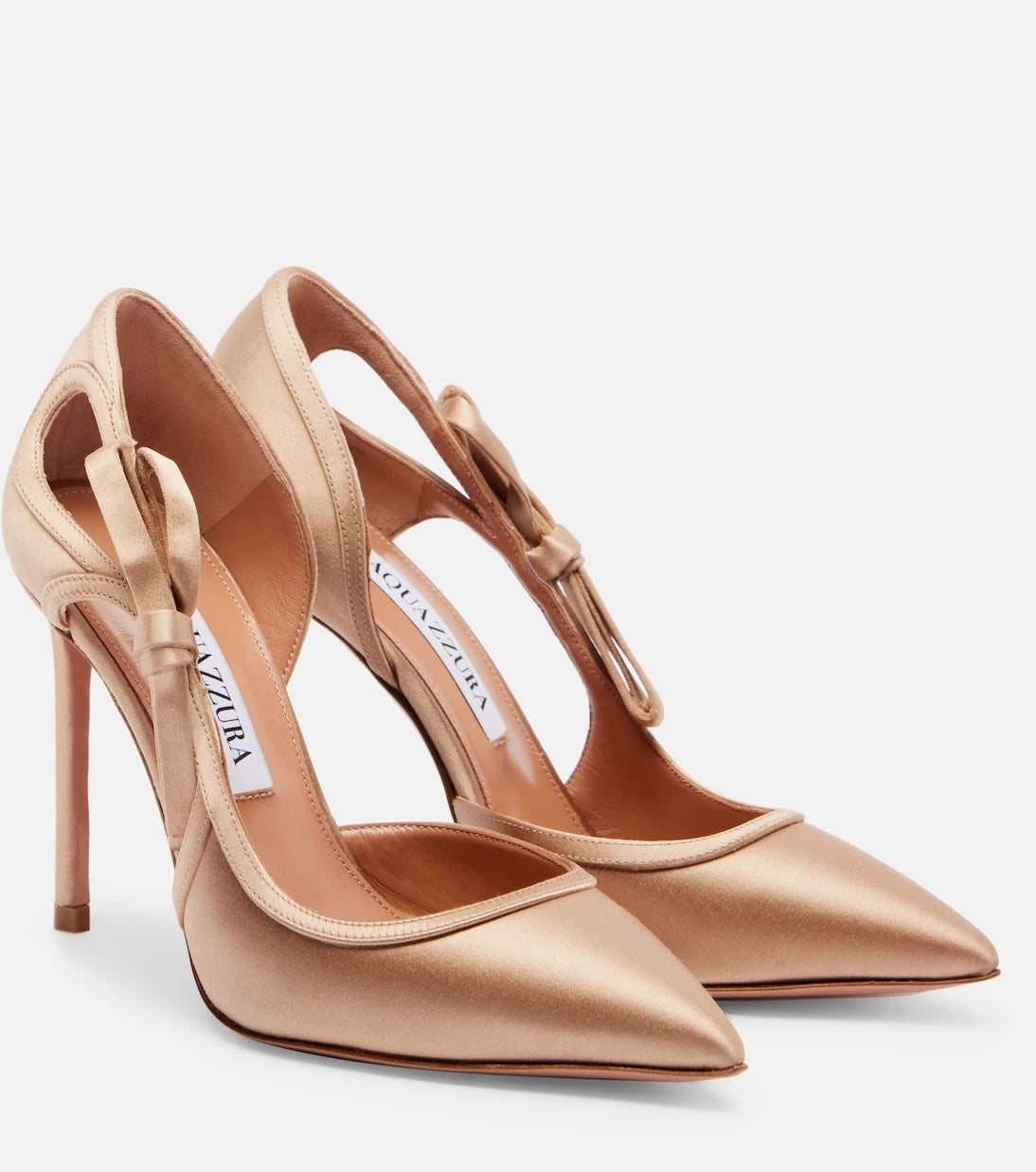 Aquazzura - Soave 105  bow-detail satin pumps