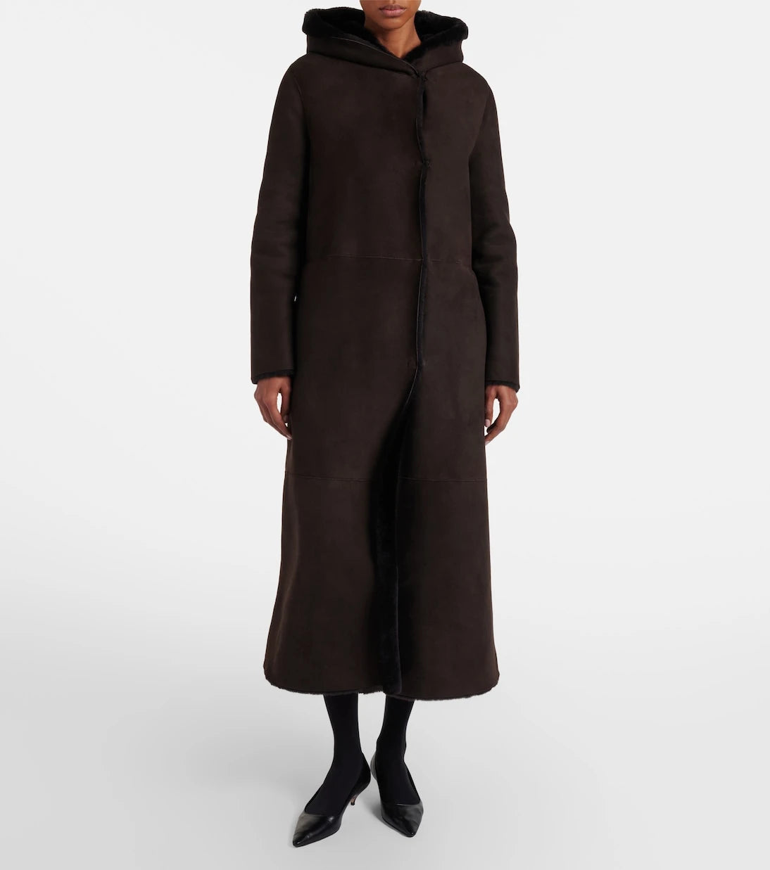 The Row - Anaya hooded shearling-trimmed suede coat