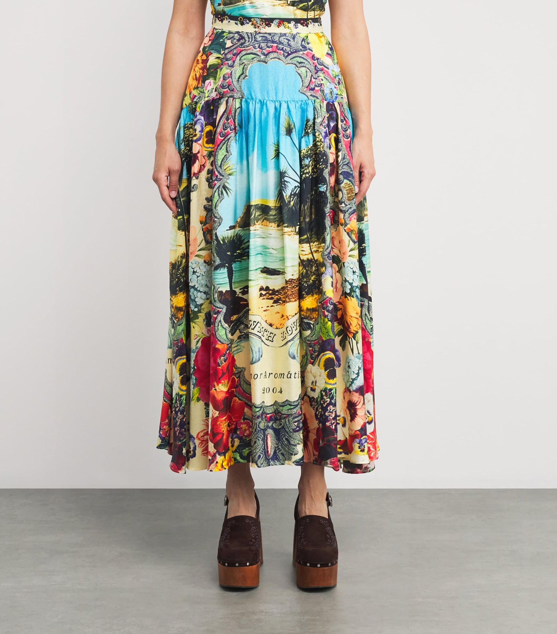 Camilla Multi Silk Bathing Bombshell Maxi Skirt