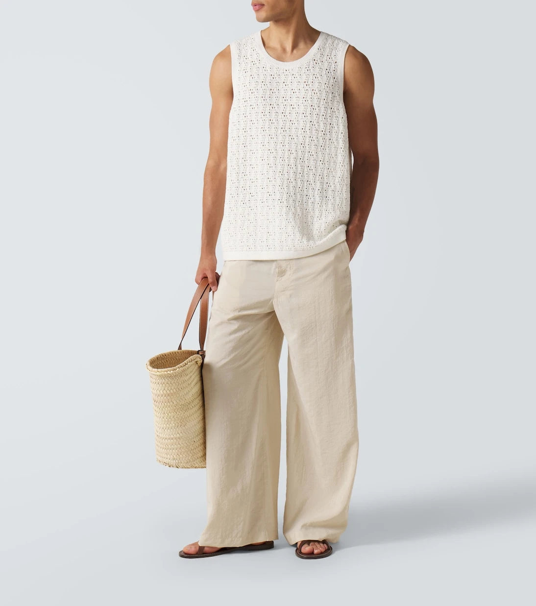Frame - Crochet cotton-blend tank top