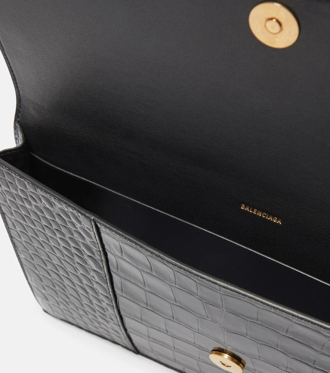 Balenciaga - Hourglass Small croc-effect leather clutch