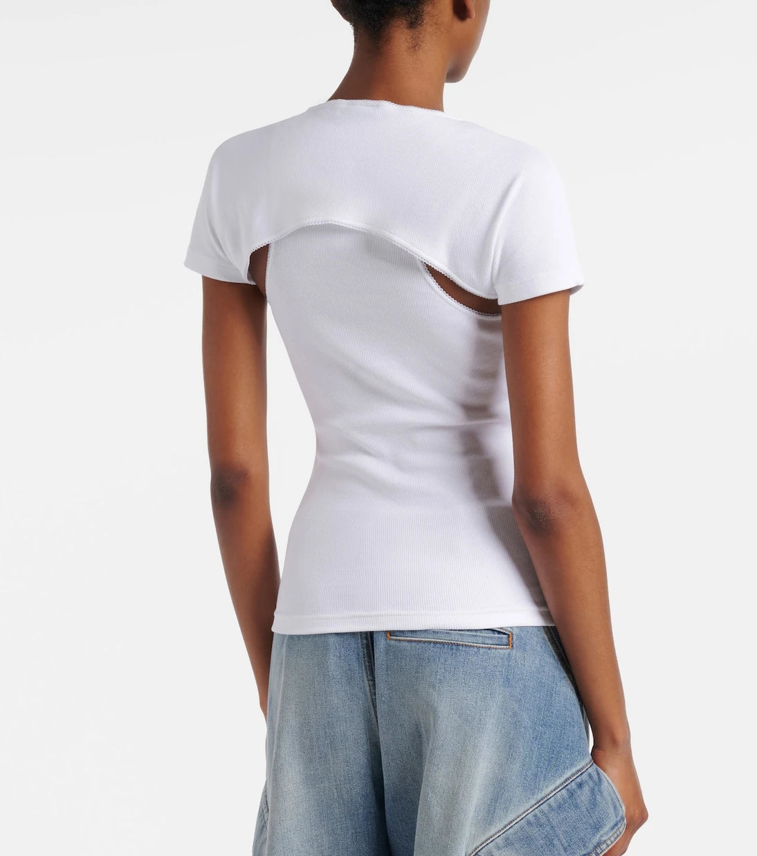 Alaïa - Layered ribbed-knit jersey top
