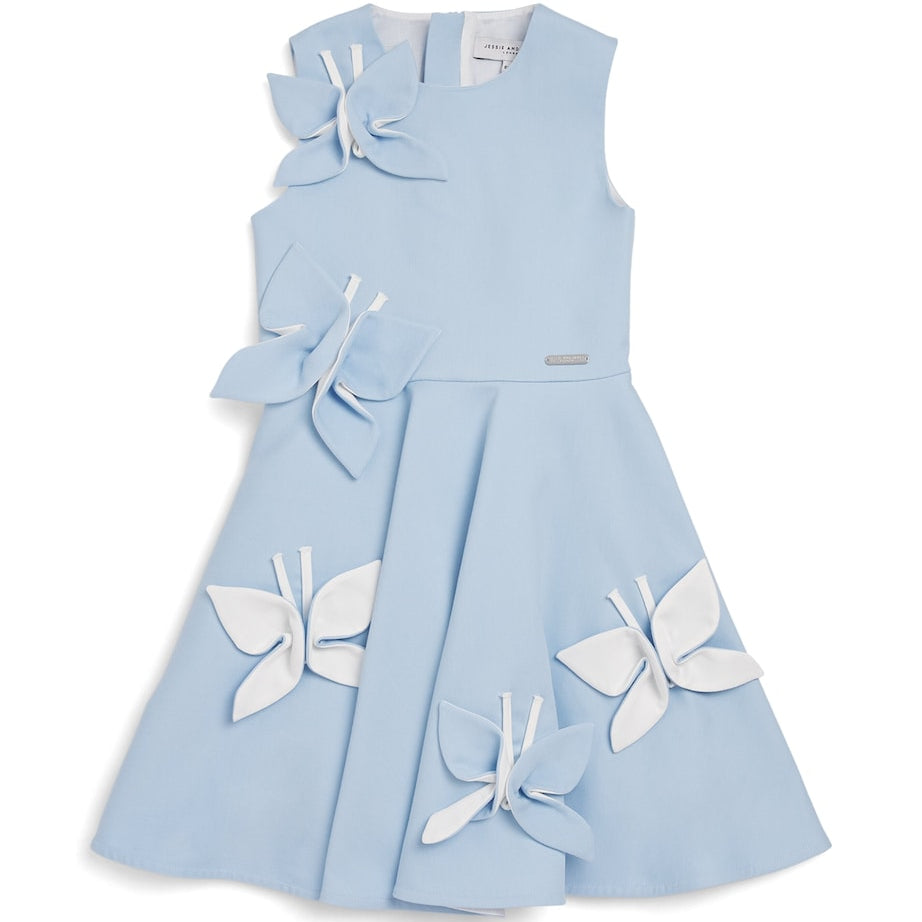 JESSIE AND JAMES Satin Floral Appliqué Butterfly Dress (3-8 Years)