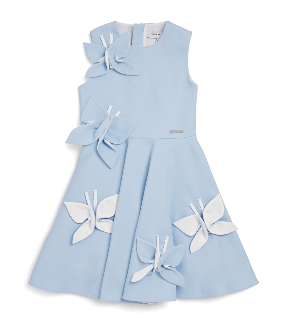 JESSIE AND JAMES Satin Floral Appliqué Butterfly Dress (3-8 Years)