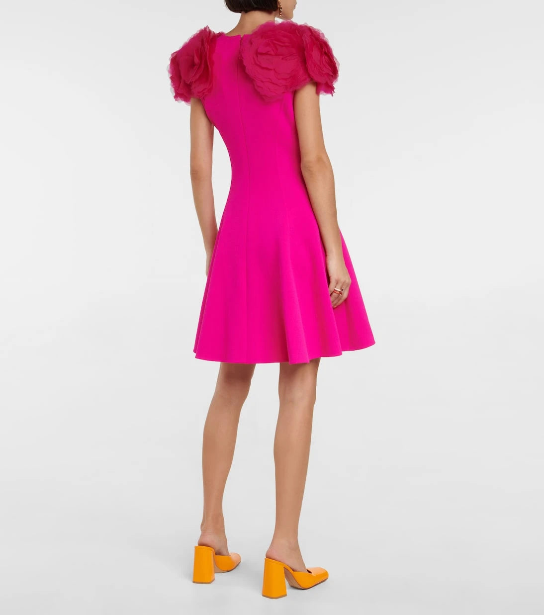 Oscar de la Renta - Tulle-shoulders wool-blend minidress