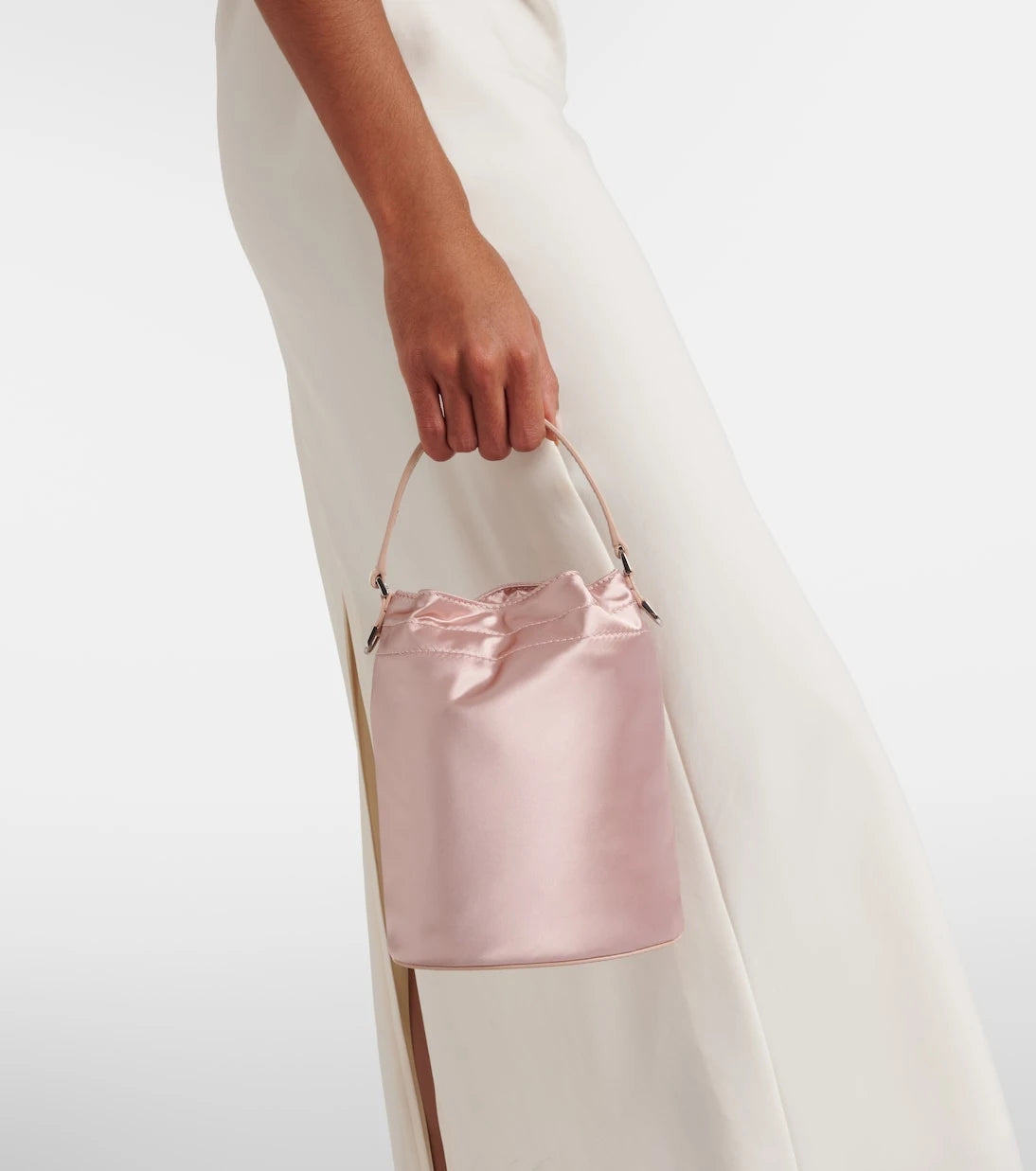 Staud - Lila leather-trimmed satin bucket bag