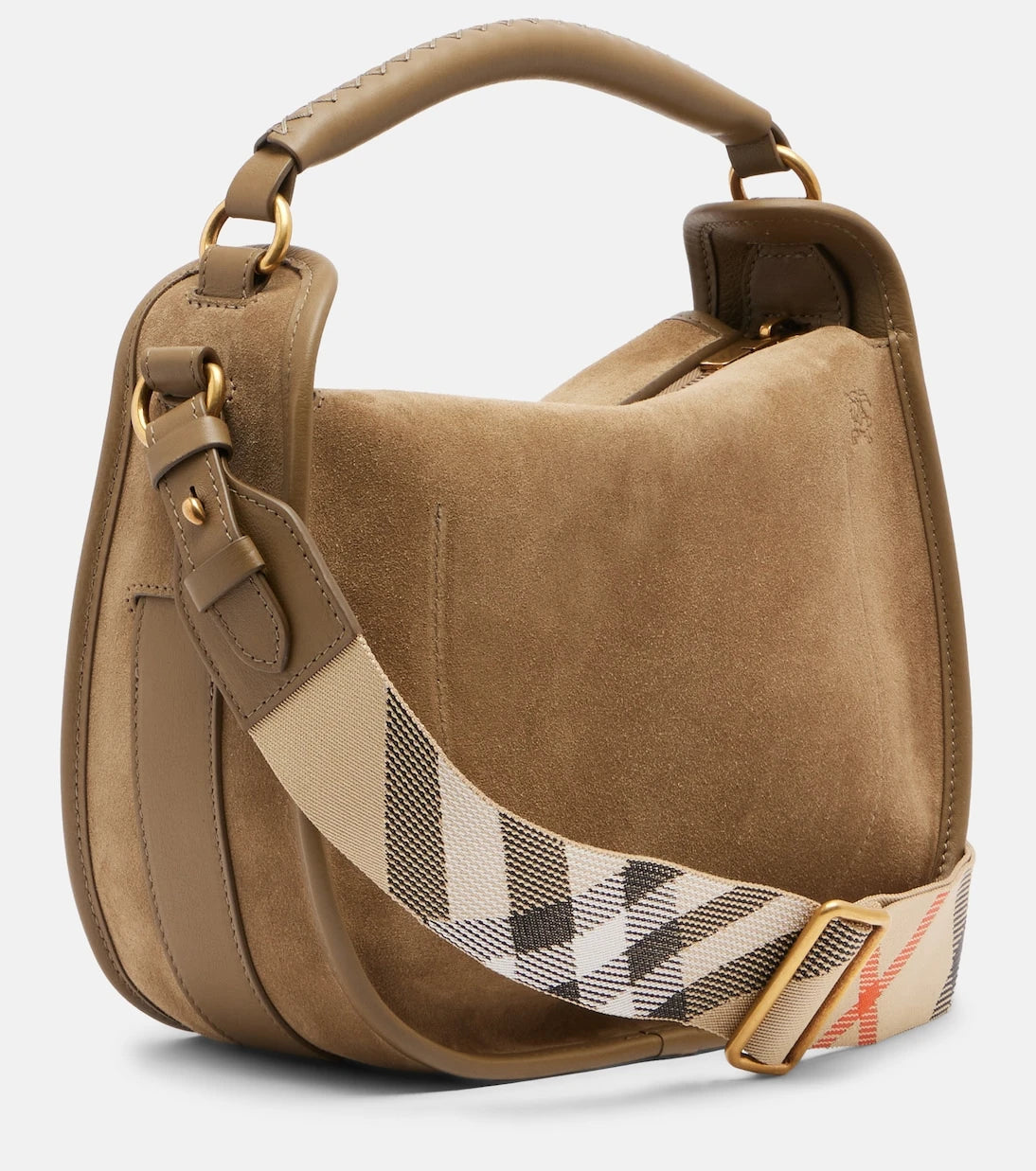 Burberry - حقيبة يد علوية من الشمواه بتصميم Clip Messenger