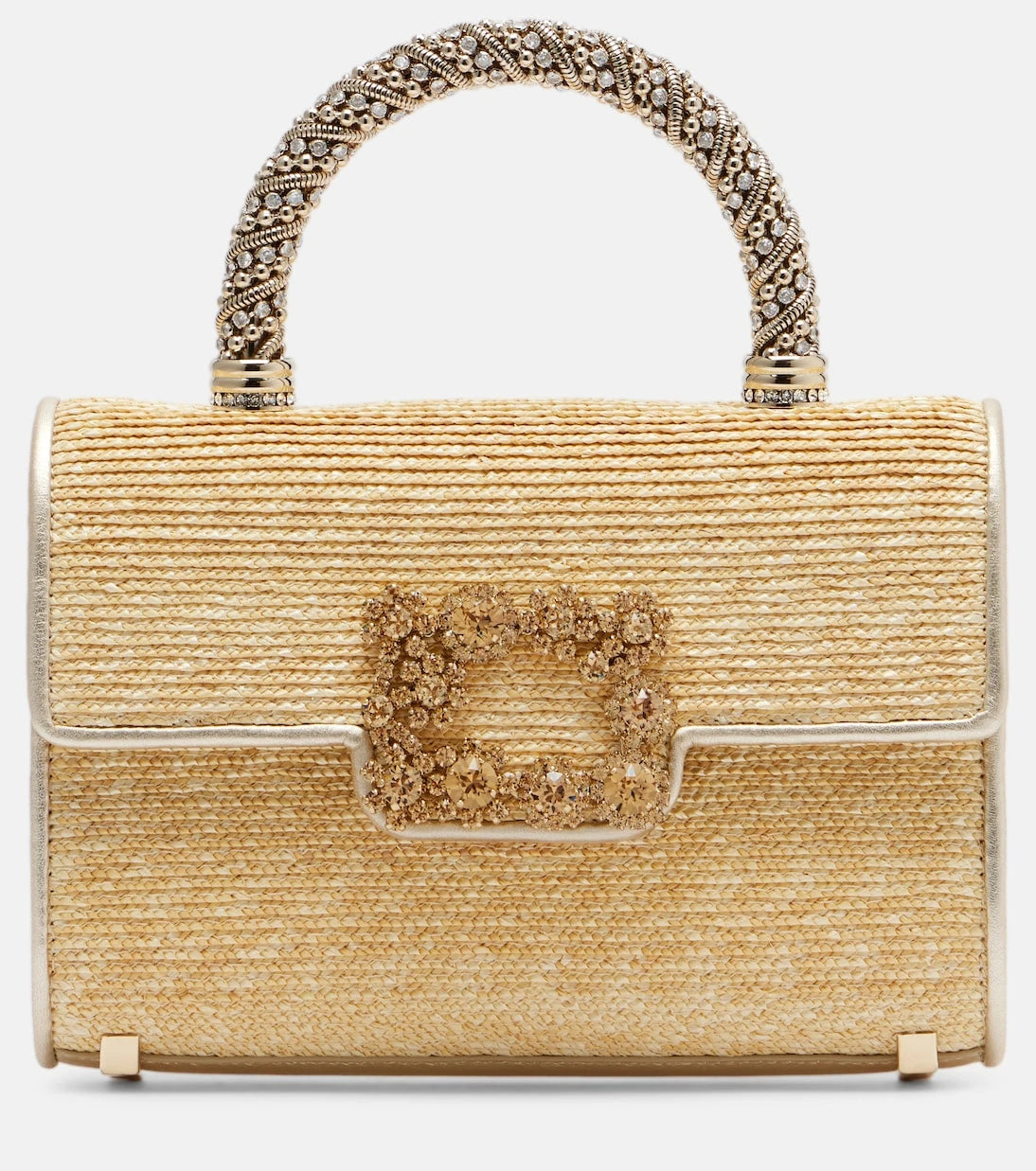 Roger Vivier - Jewel Efflorescence Mini straw tote bag