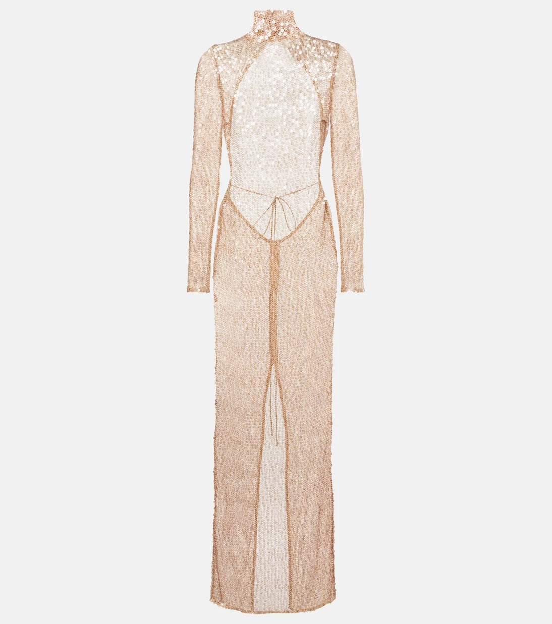 Magda Butrym - Sequined turtleneck sheer maxi dress