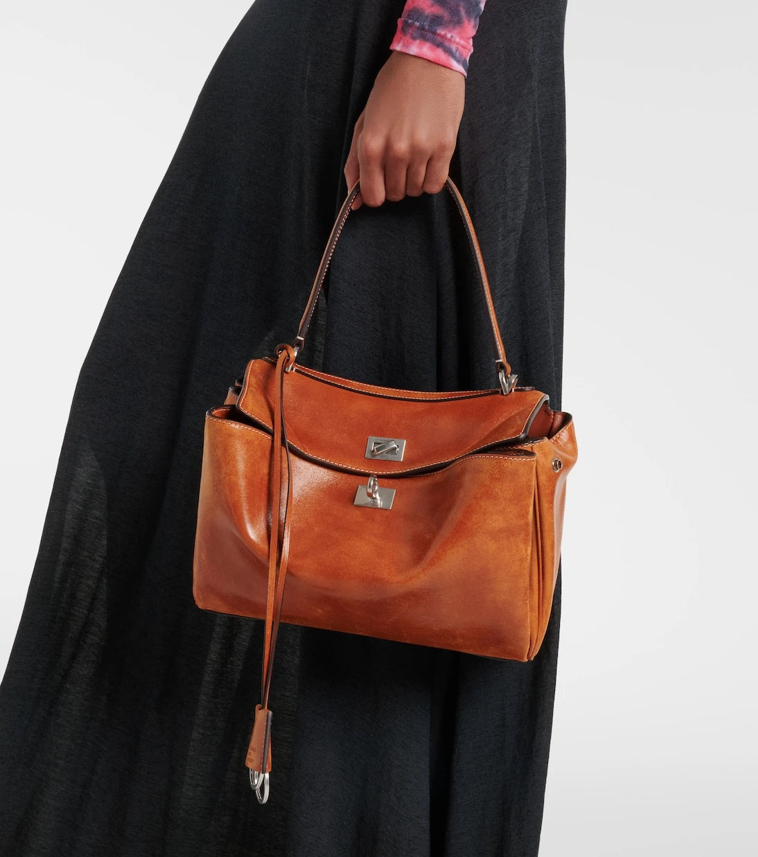 Balenciaga - حقيبة روديو متوسطة الحجم جلدية بمقبض علوي