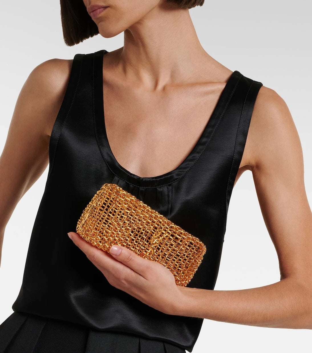 Saint Laurent - Evening Small woven metal clutch
