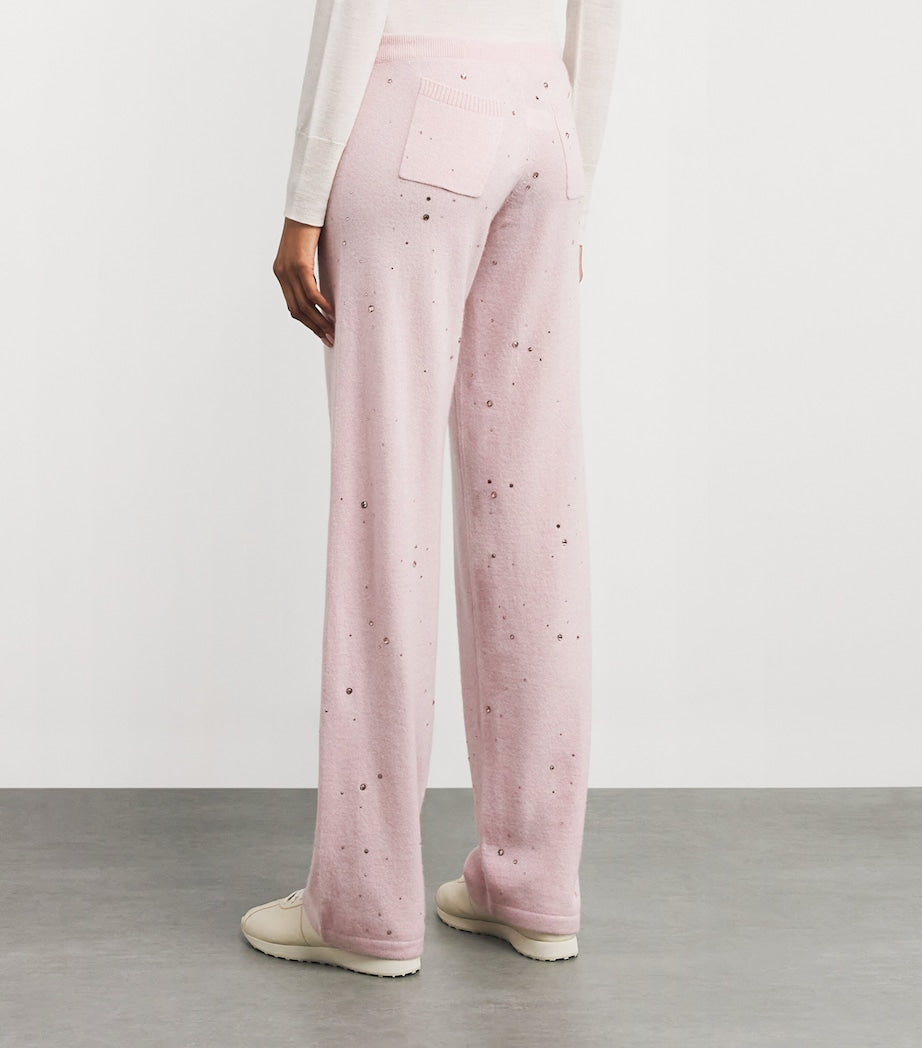 William Sharp Pink Cashmere Crystal-Embellished Sweatpants
