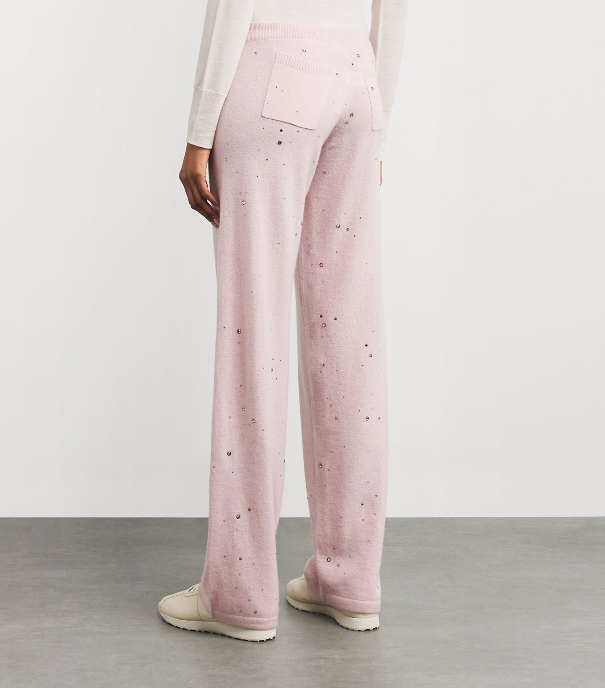 William Sharp Pink Cashmere Crystal-Embellished Sweatpants