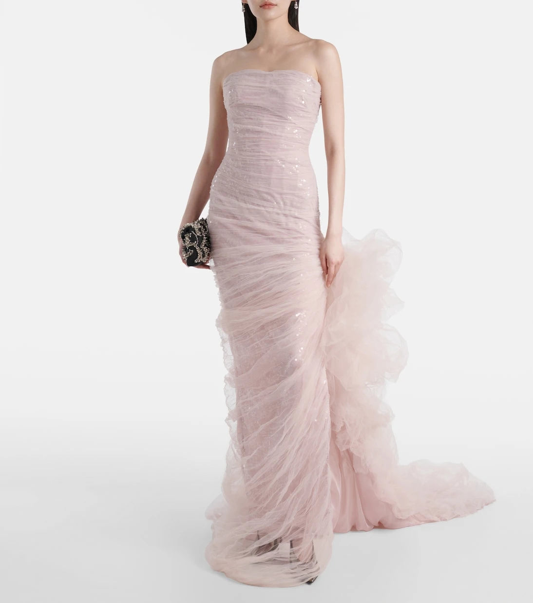 Marmar Halim - Sequined ruffled tulle gown