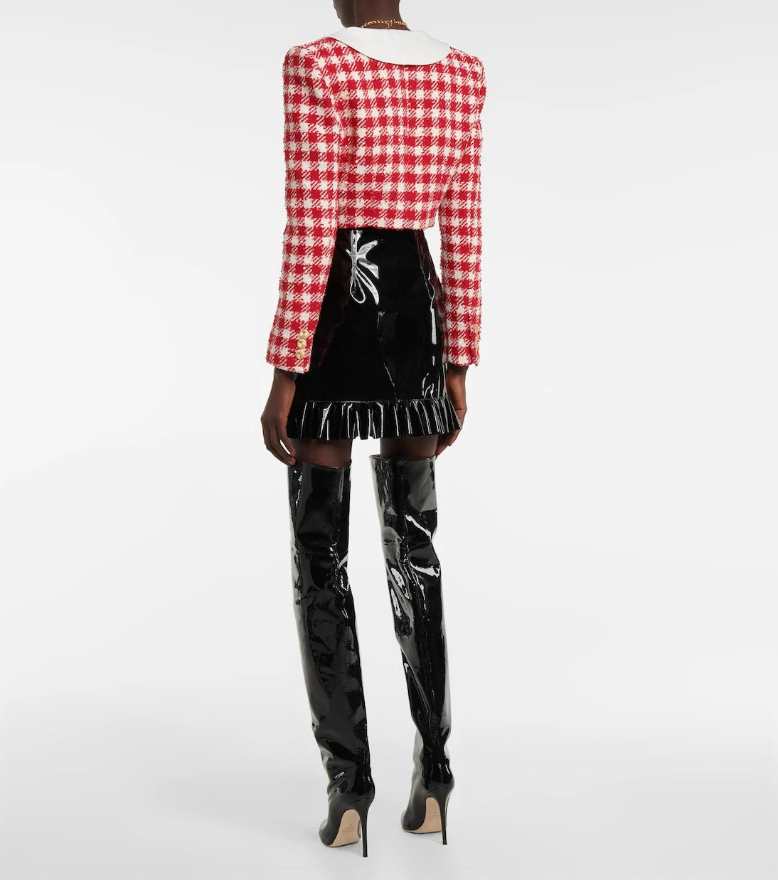 Alessandra Rich - Checked wool-blend bouclé jacket