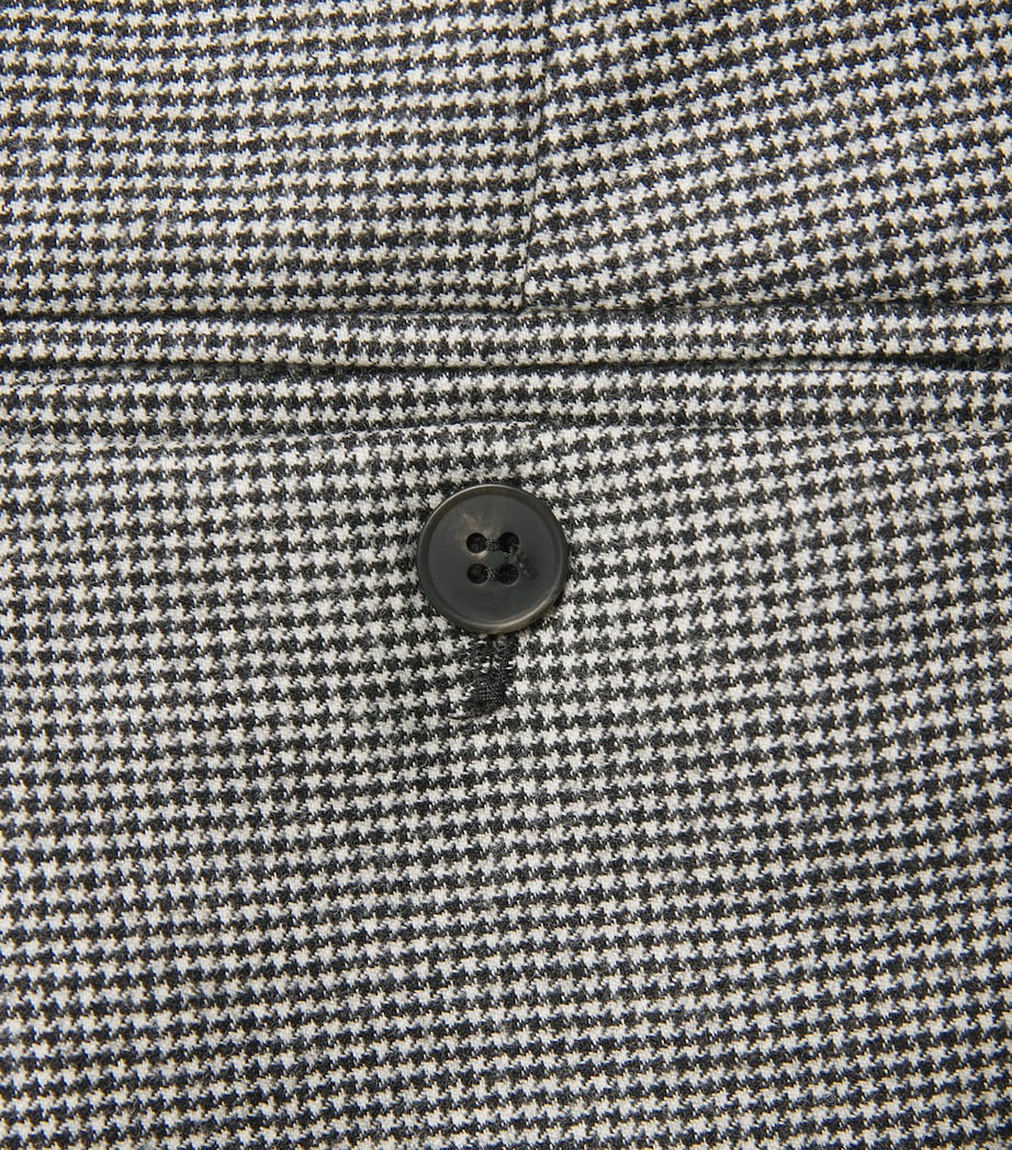 Virgin Wool Houndstooth Tailored Trousers BLACK