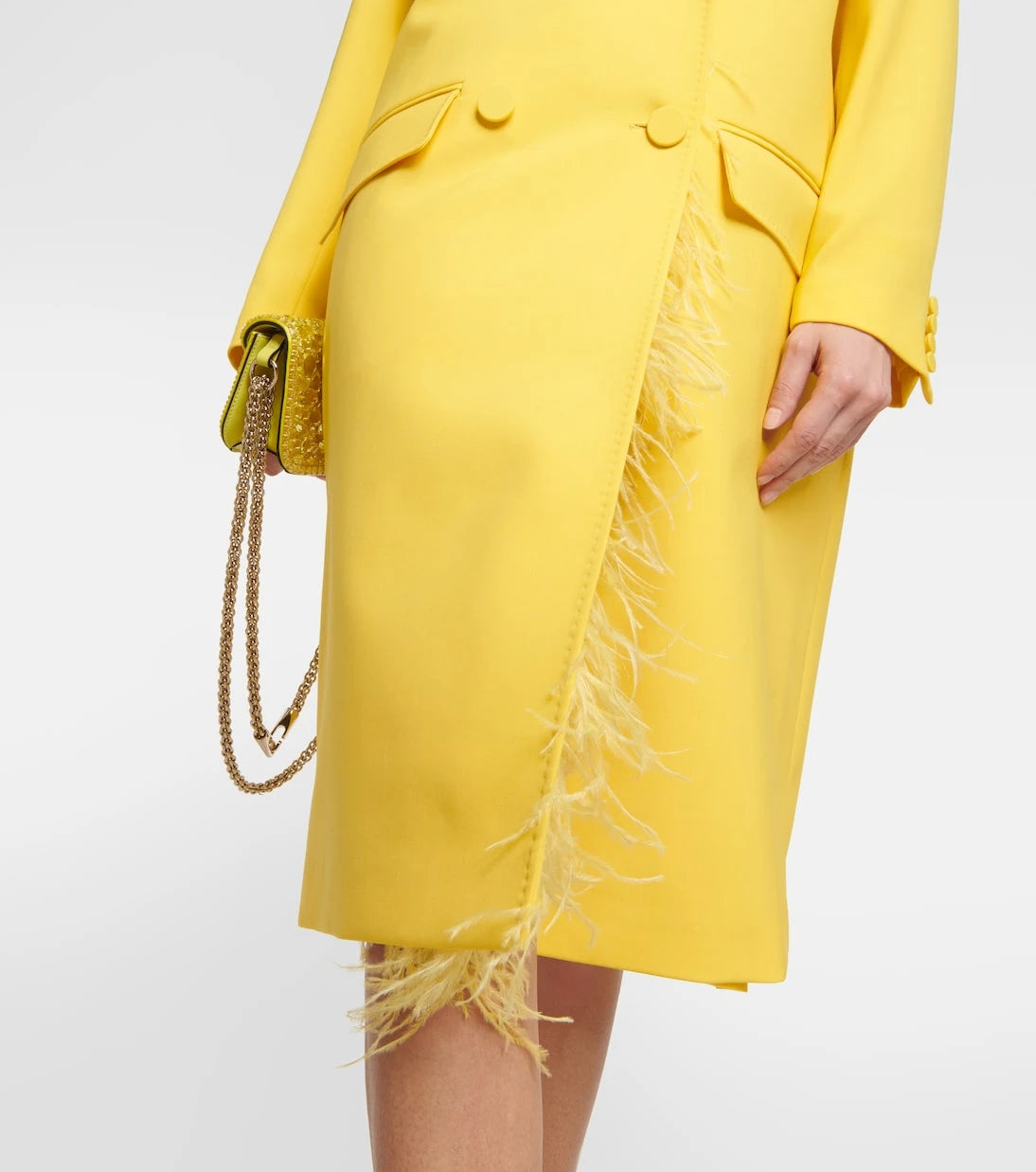 Valentino - Feather-trimmed virgin wool coat