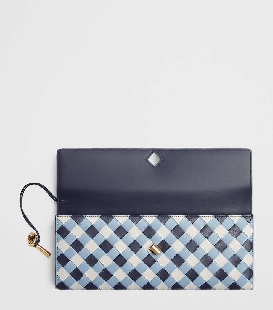 Bottega Veneta Blue Leather Andiamo Clutch Bag