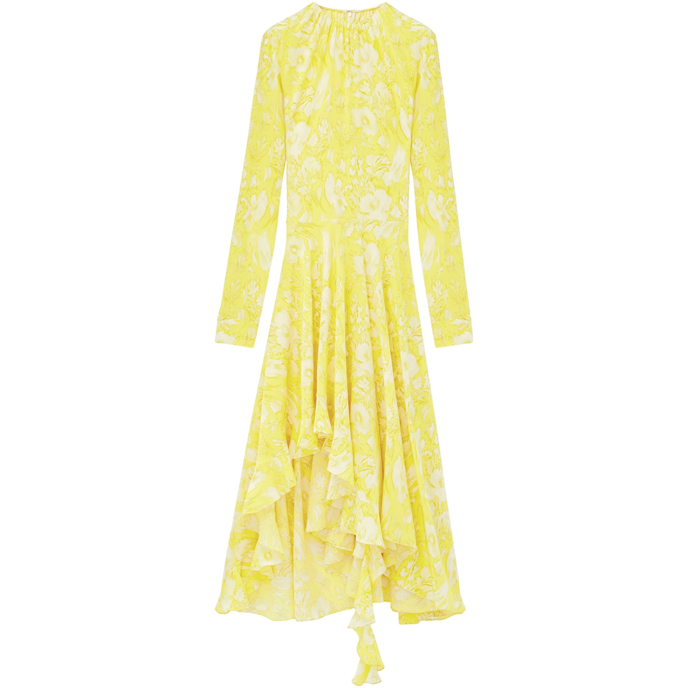McQueen Gold Silk Floral Maxi Dress