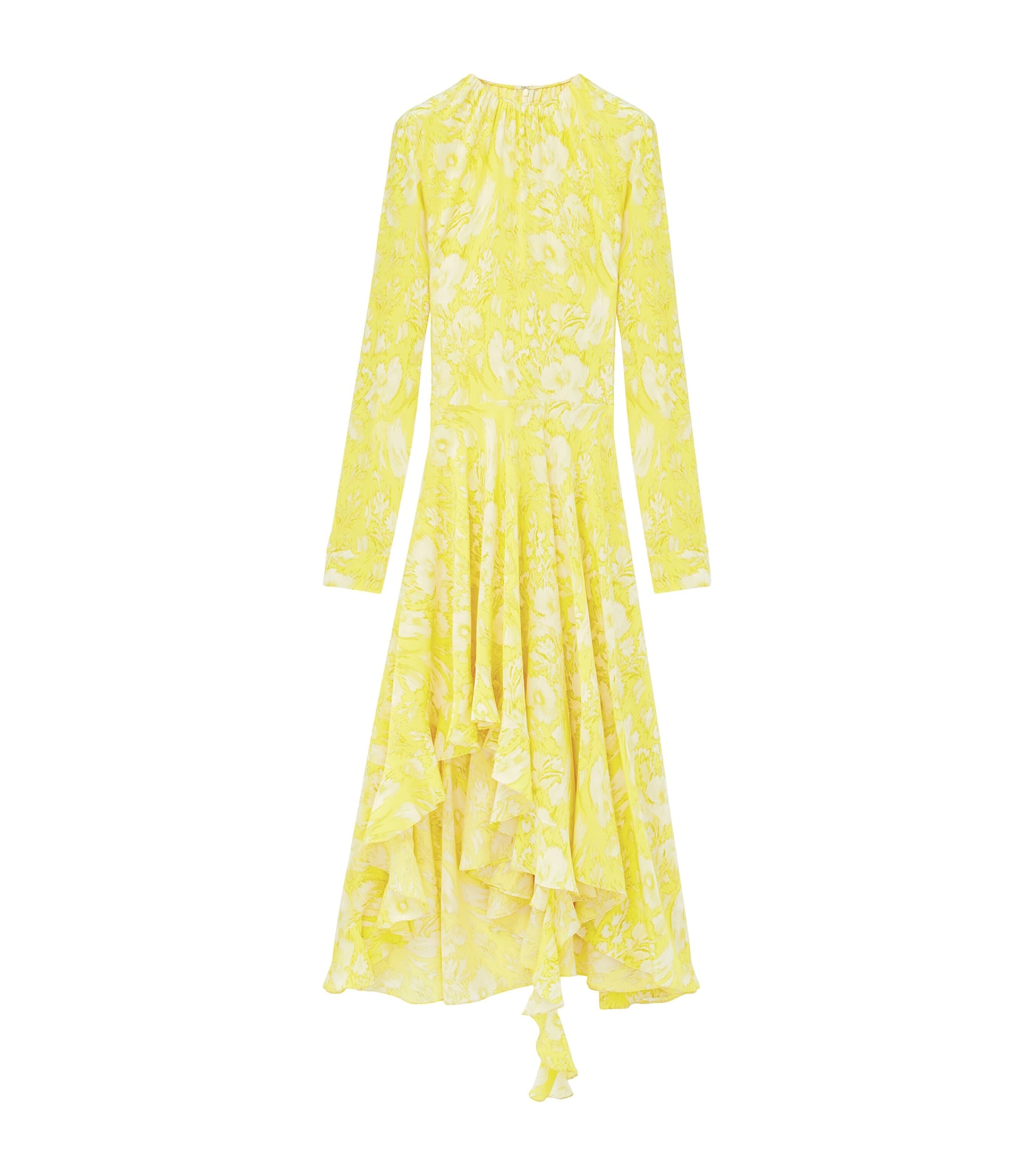McQueen Gold Silk Floral Maxi Dress