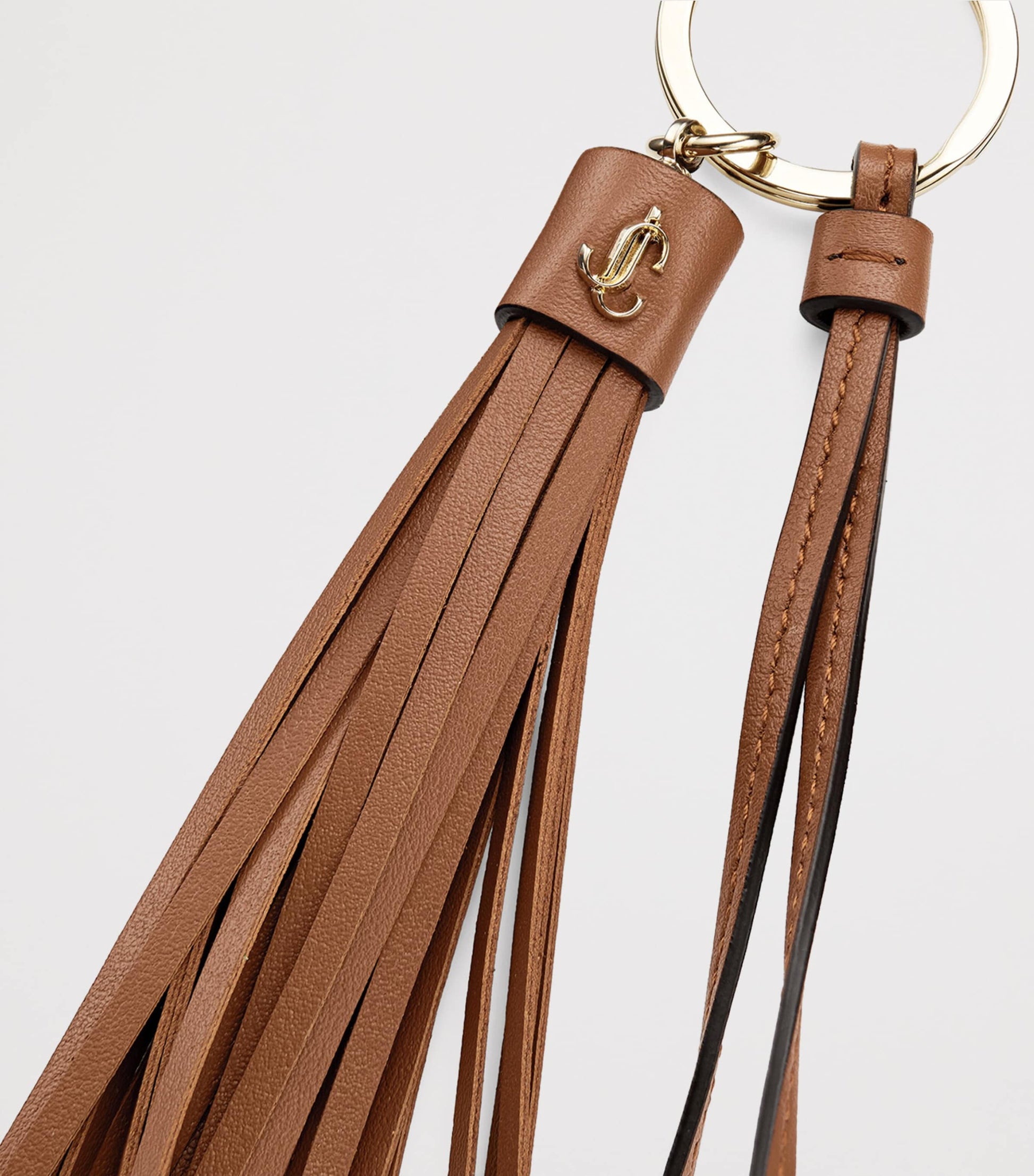 Beige Tassel Leather Keyring Charm