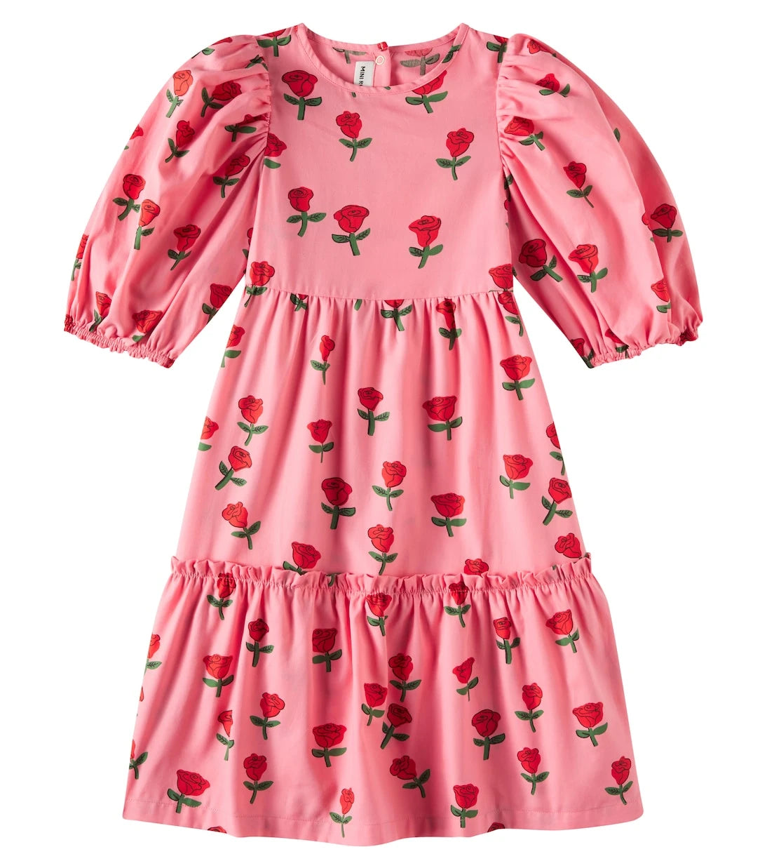 Mini Rodini - Roses puff-sleeve cotton dress