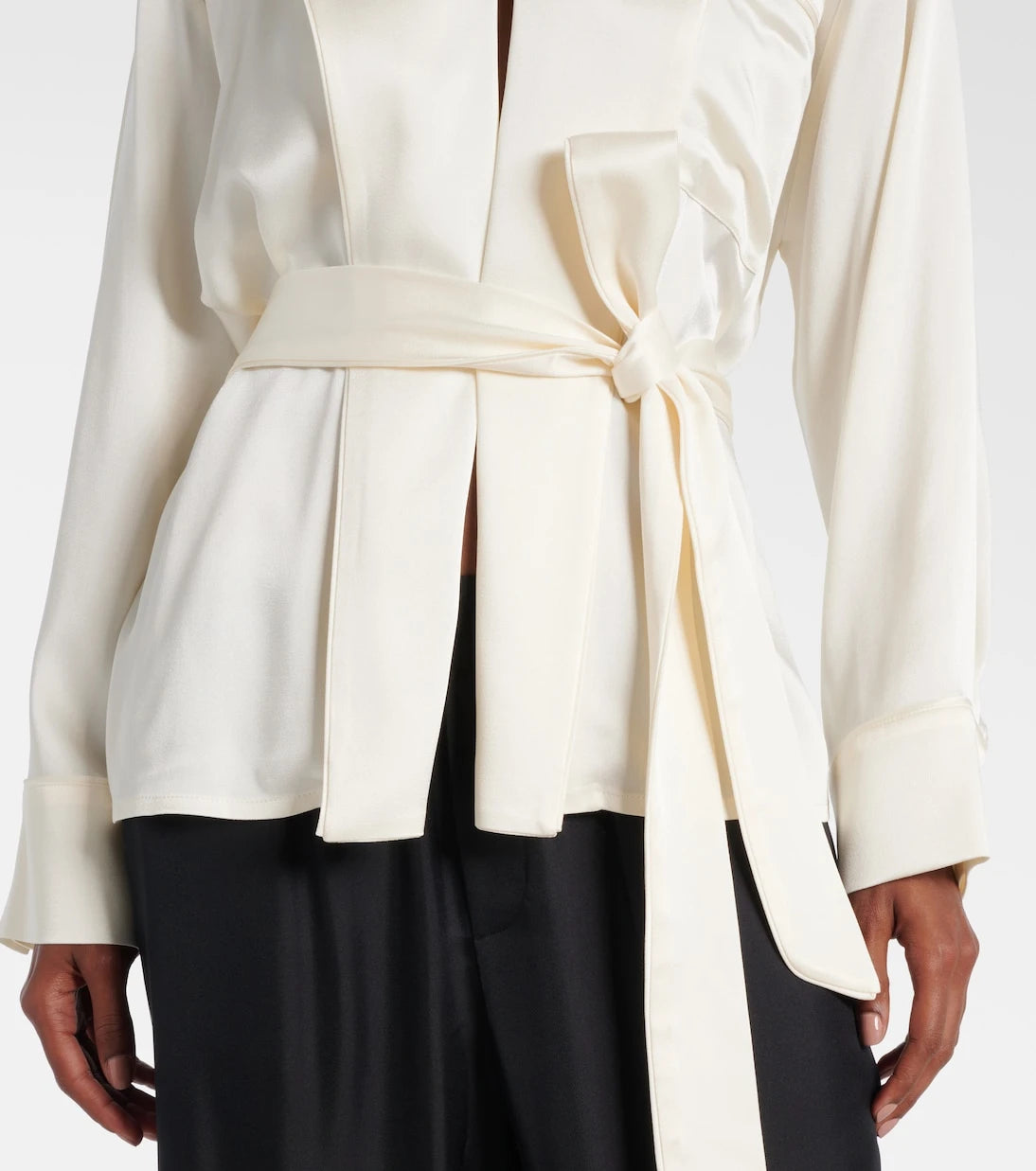 Victoria Beckham - Belted satin wrap top