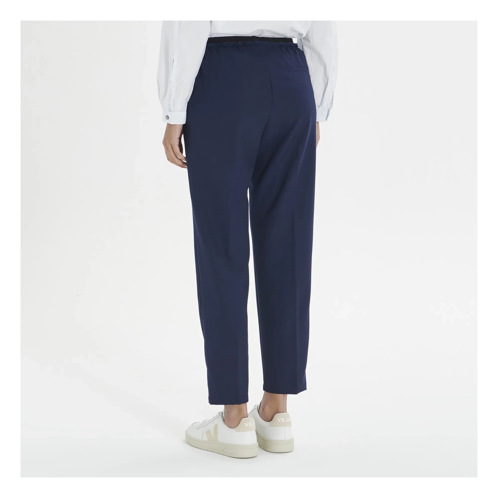 Pomandère - Elasticated Wool Pants | Navy blue